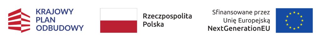 Ciąg logotypów: Krajowy Plan Odbudowy, Rzeczpospolita Polska, Sfinansowane przez Unię Europejską Next Generation EU